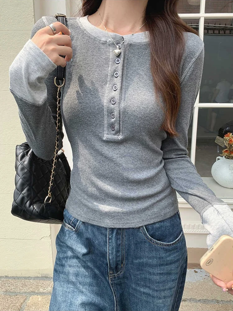Women'S Fashion Tops - Y2K Patchwork T-Shirt 2025, Contrast Color