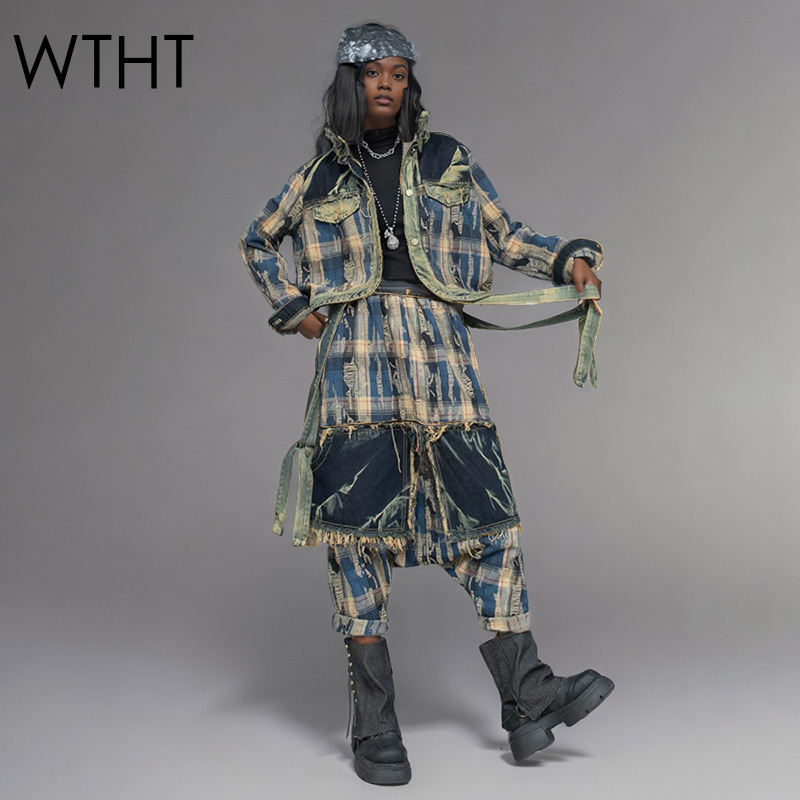 Women'S Fashion Denim Jacket - WTHT Fashion Women's Irregular Patchwork Lapel