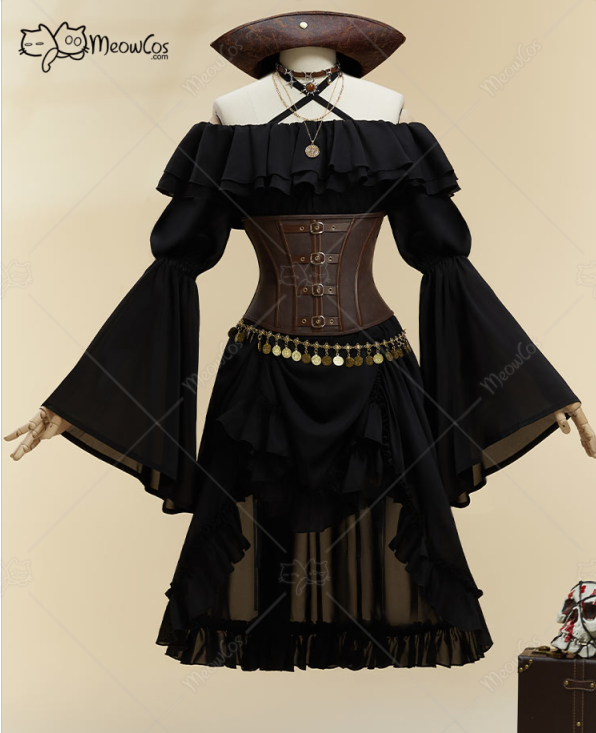 Corset Top Boned - MOBBUNNY Women's Halloween Black Pirate Style