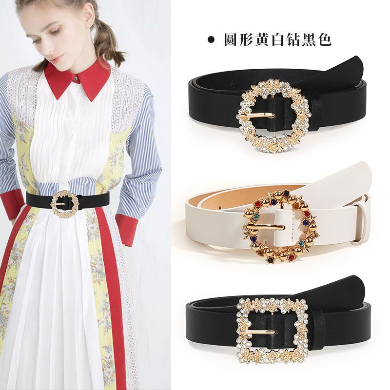 Women'S Fashion Trends Fall 2025 - Rhinestone Buckle Belt Western Style Waist