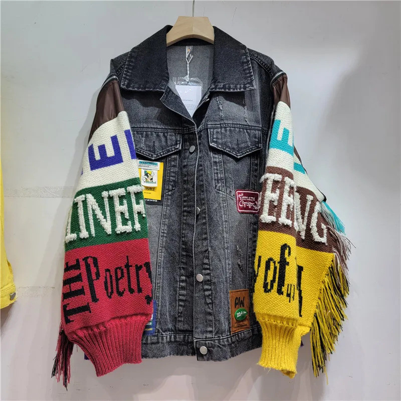 Women'S Fashion Denim Jacket - Women Denim Jacket Autumn Fashion Letter