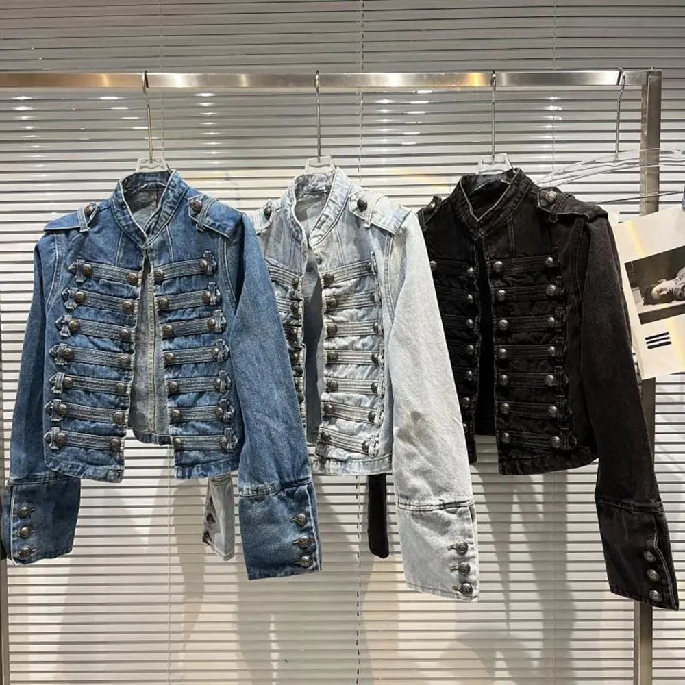 Women'S Fashion Denim Jacket - 2025 Spring Autumn Womens Slim Metal