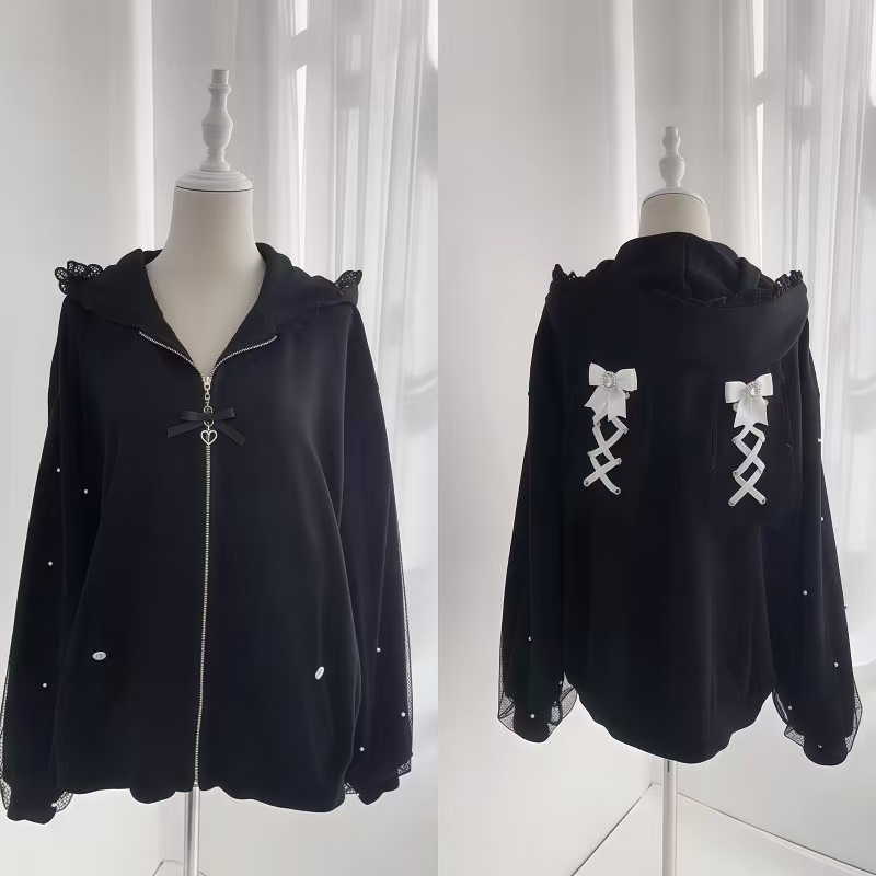 Women'S Fashion Zip Up Hoodies - Women Winter Rabbit Ears Lolita Hooded