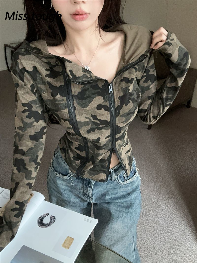 Women Camo Zip-up Hoodie Cropp - Women'S Fashion Zip Up Hoodies recension och pris