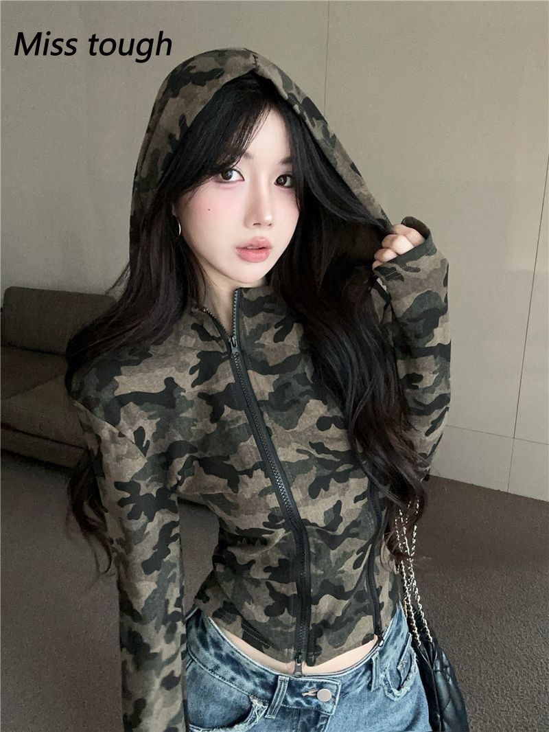 Women Camo Zip-up Hoodie Cropp - Women'S Fashion Zip Up Hoodies recension och pris