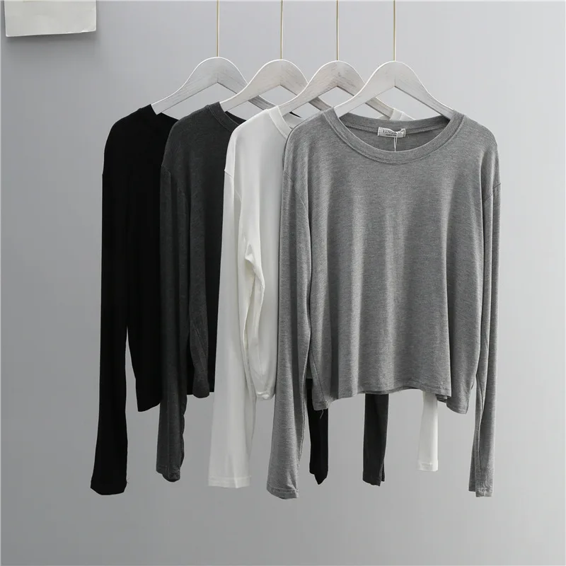 O Neck Cotton Blend Long Sleev - Women'S Fashion Tops recension och pris