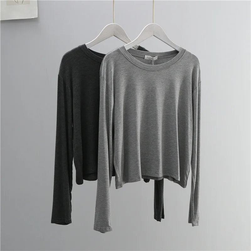O Neck Cotton Blend Long Sleev - Women'S Fashion Tops recension och pris