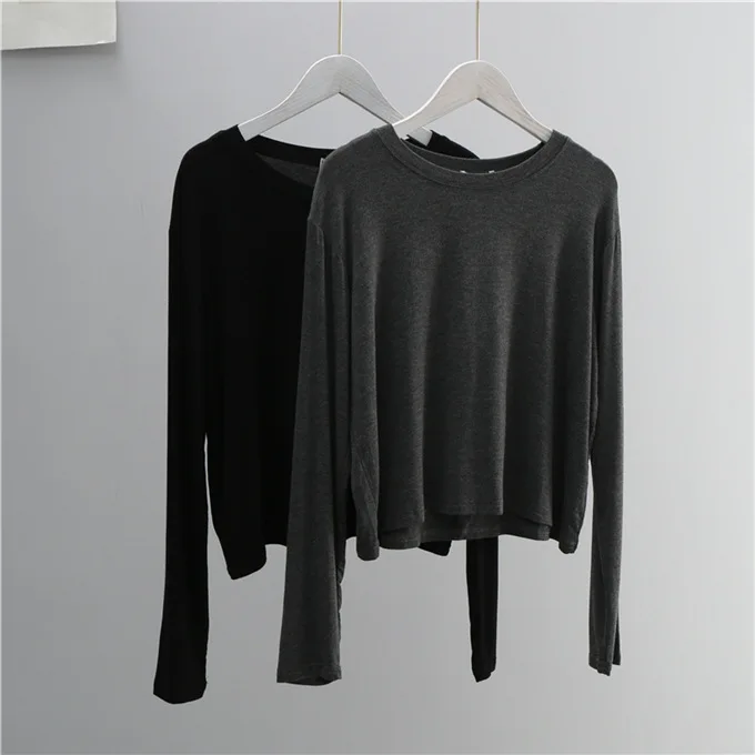 O Neck Cotton Blend Long Sleev - Women'S Fashion Tops recension och pris