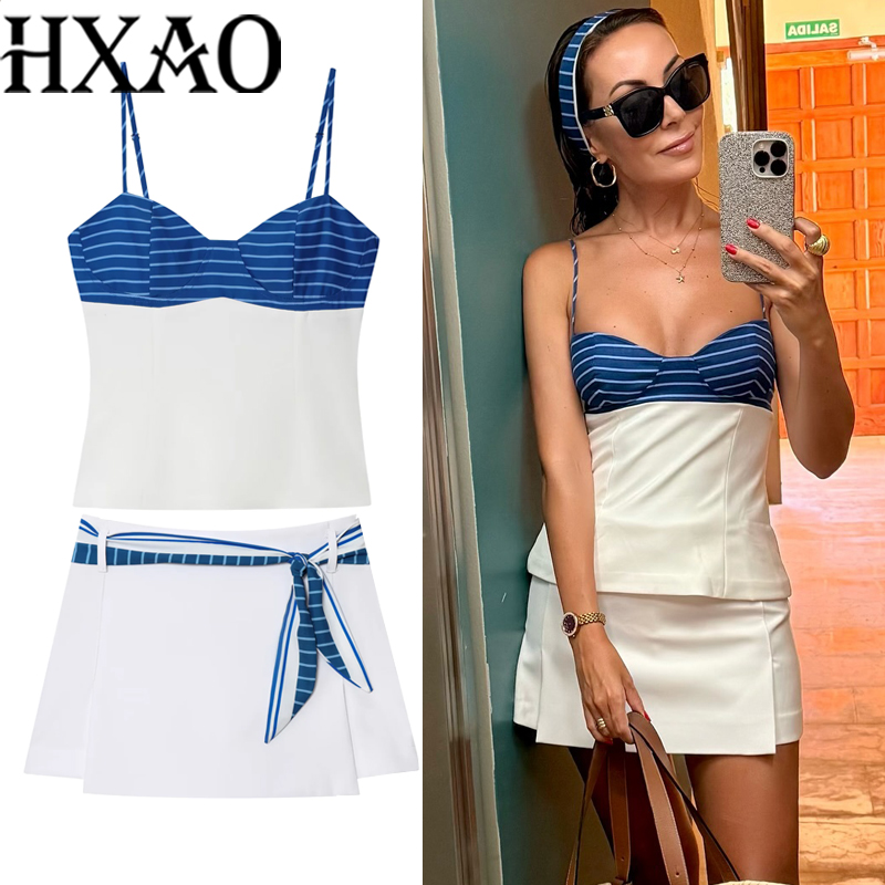 HXAO Bow Stripe Women's Skirt  - Corset Top Boned recension och pris