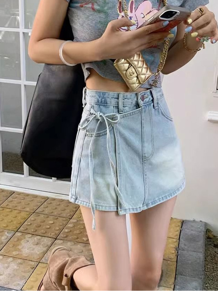 Women High Waist Denim Skort L - Denim Shorts Women recension och pris