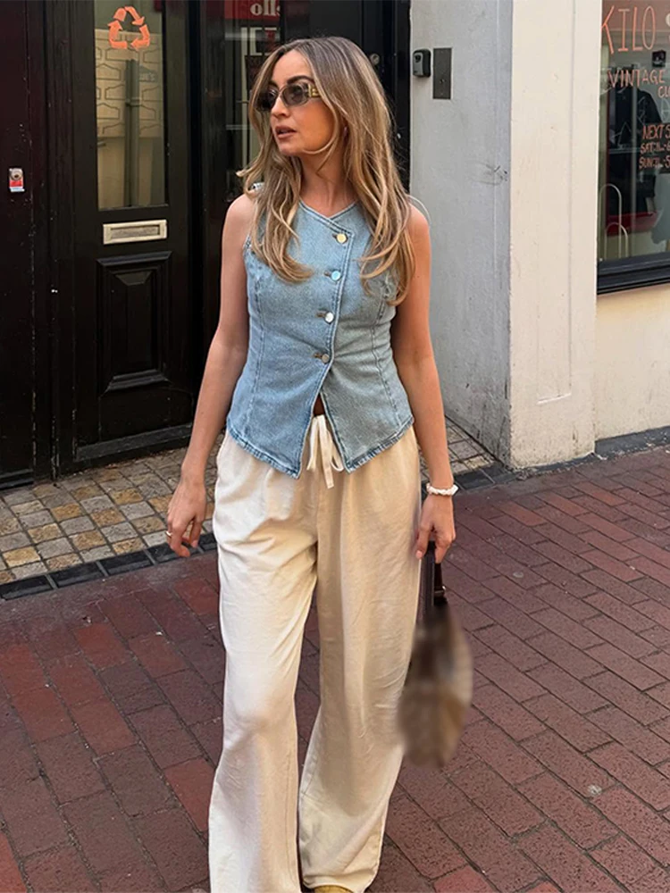 CPSYMYM Elegant Denim Vest Ski - Denim Shorts Women recension och pris