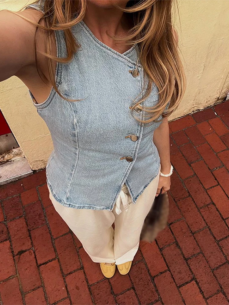CPSYMYM Elegant Denim Vest Ski - Denim Shorts Women recension och pris