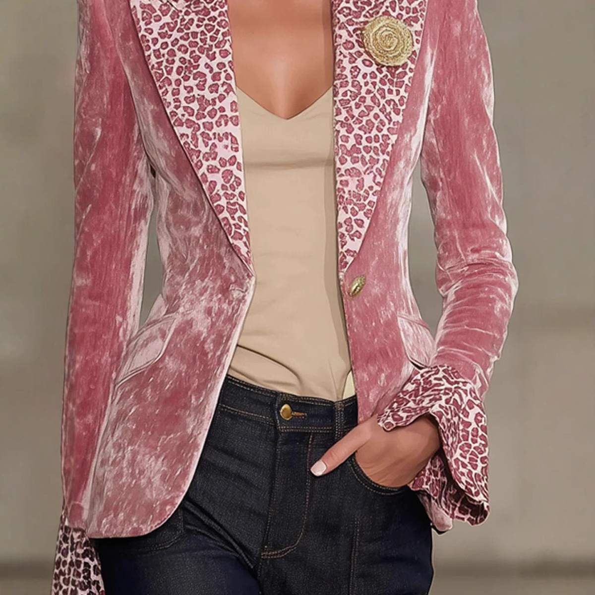 Women Velvet Blazer Leopard Pr - Velvet Blazer Women recension och pris