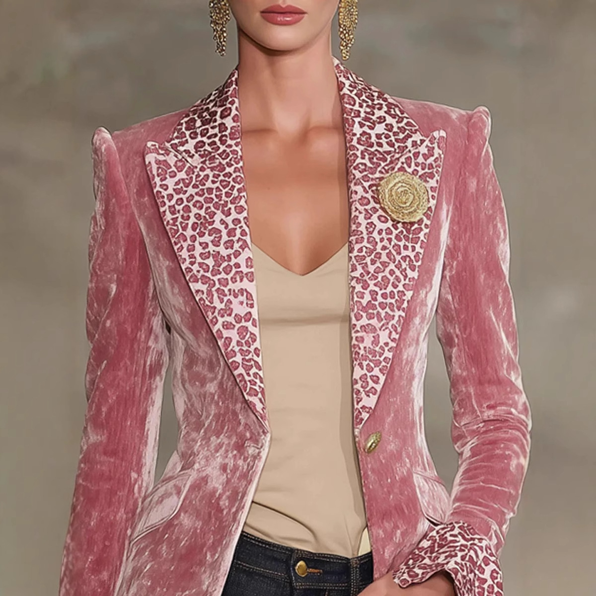 Women Velvet Blazer Leopard Pr - Velvet Blazer Women recension och pris