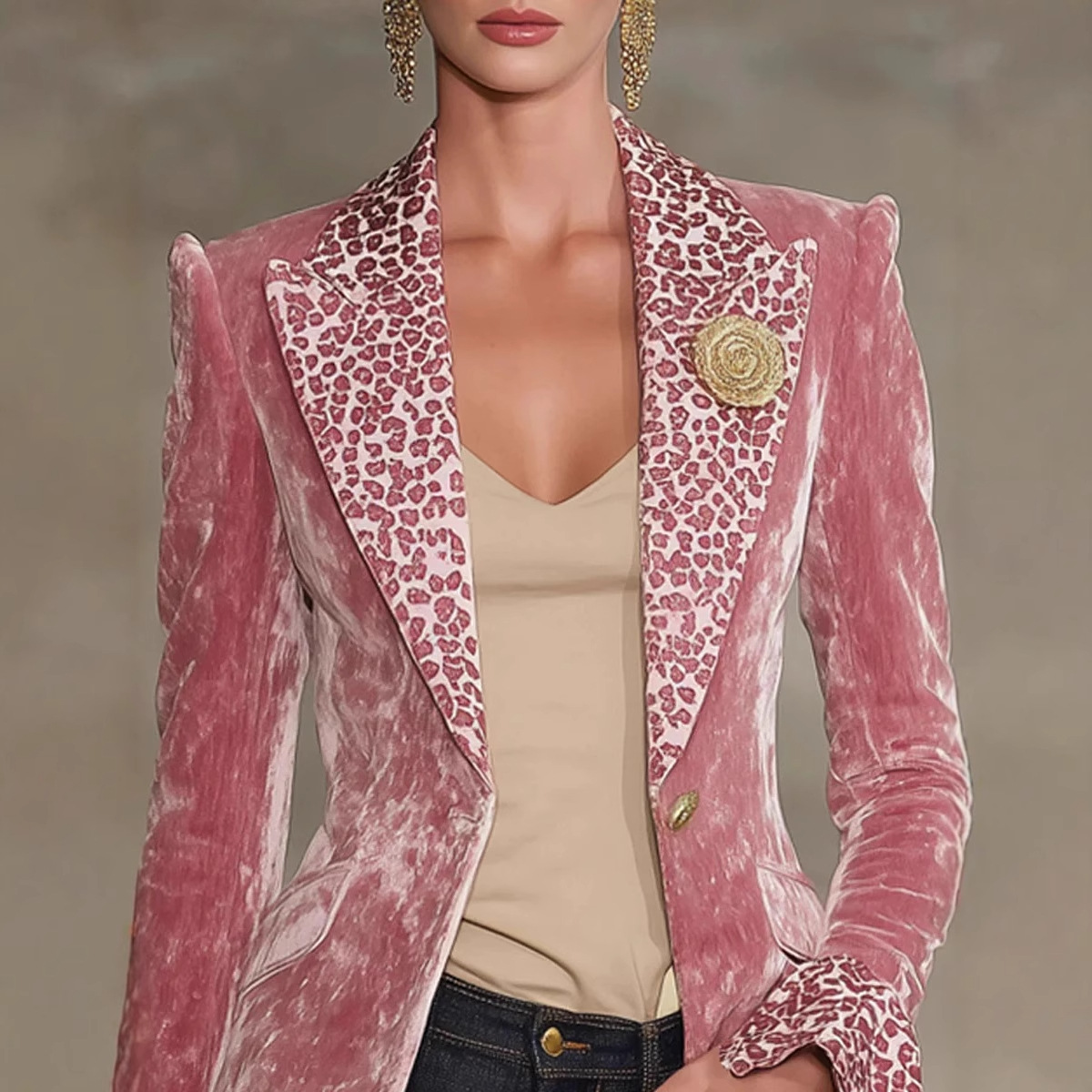 Women Velvet Blazer Leopard Pr - Velvet Blazer Women recension och pris