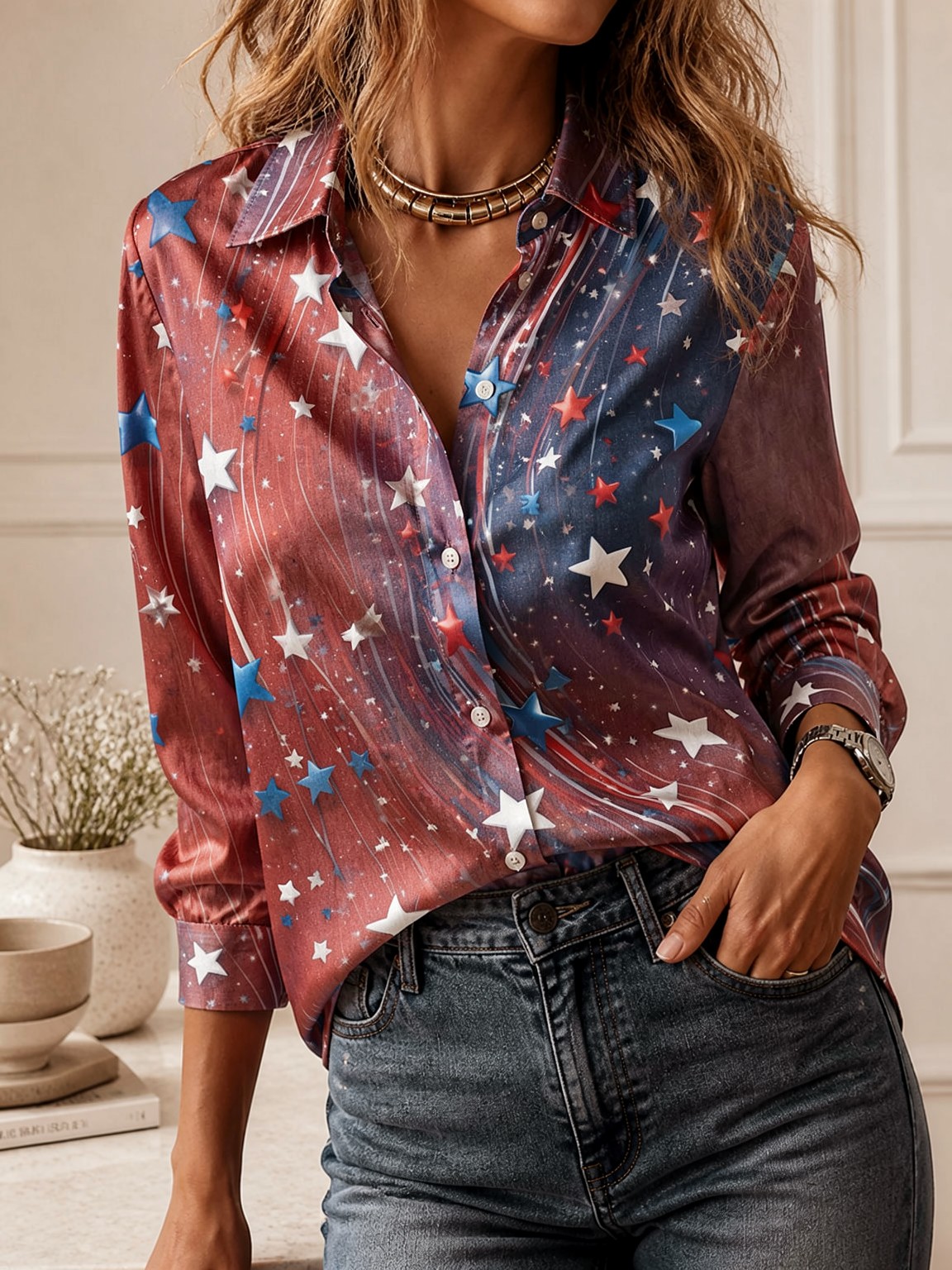 Elegant Long Sleeve Collared T - Women'S Fashion Tops recension och pris