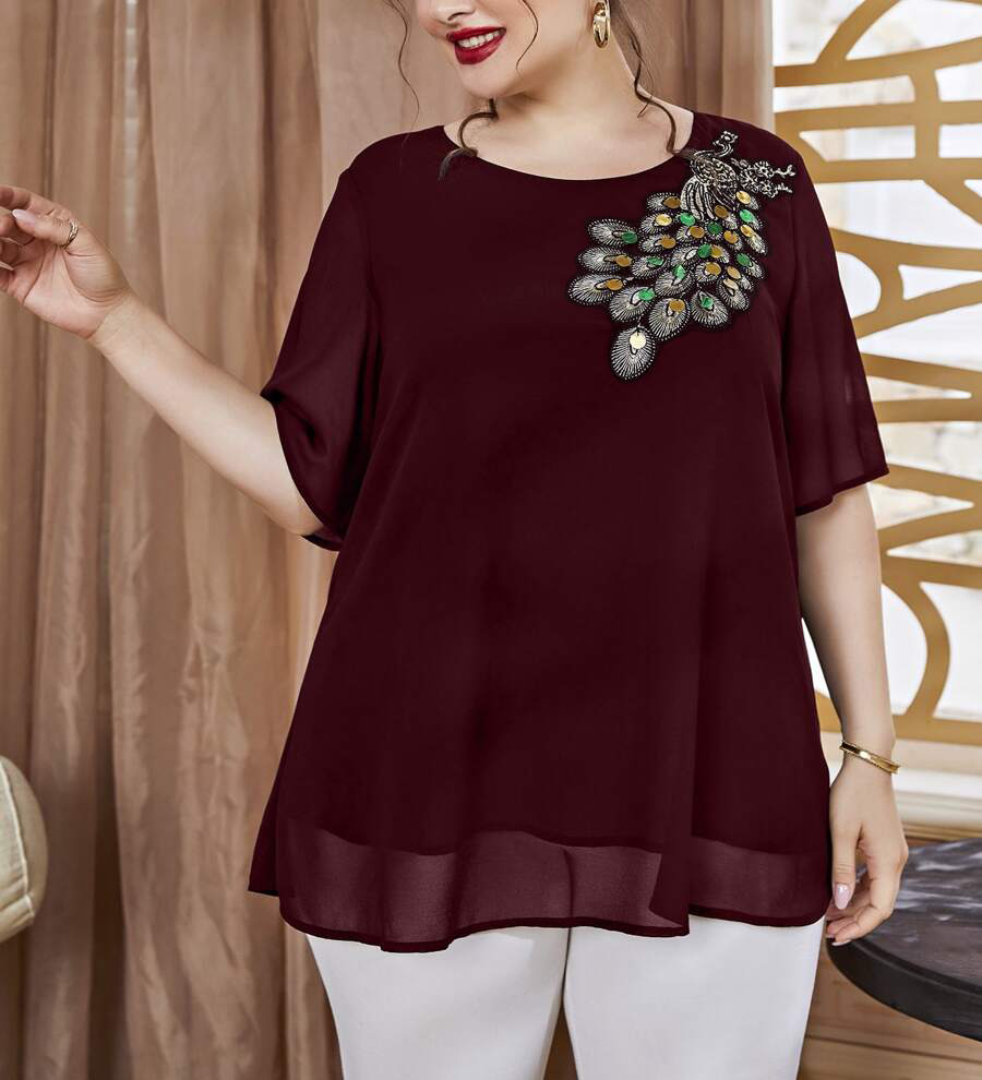 Plus Size Women's Embroidered  - Women'S Fashion Jersey recension och pris