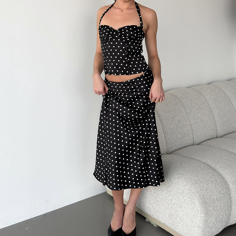 Two Piece Set Polka Dot Skirts - Corset Top Boned recension och pris