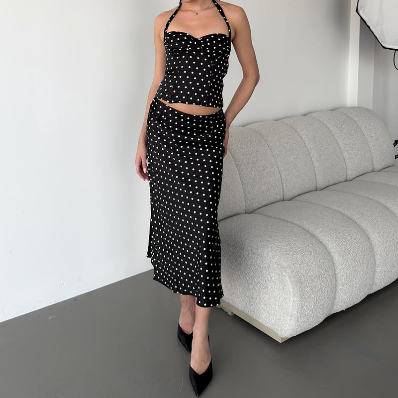 Two Piece Set Polka Dot Skirts - Corset Top Boned recension och pris