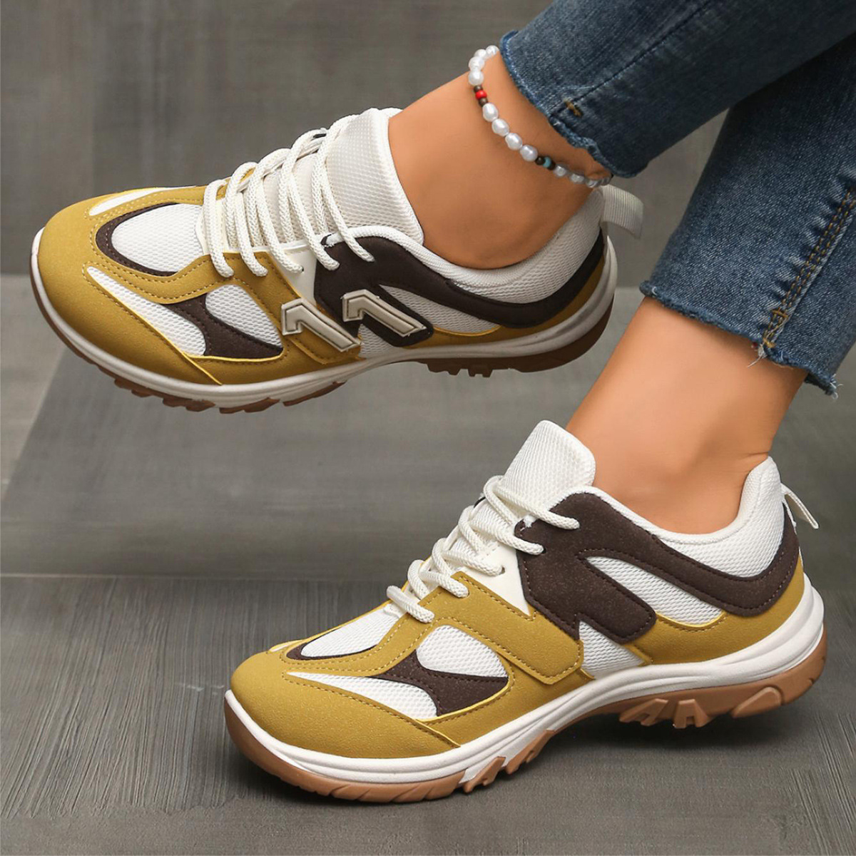 Fashion Gray Yellow Mix Color  - Women'S Yellow Fashion Sneakers recension och pris