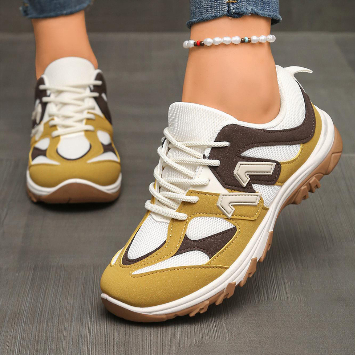 Fashion Gray Yellow Mix Color  - Women'S Yellow Fashion Sneakers recension och pris