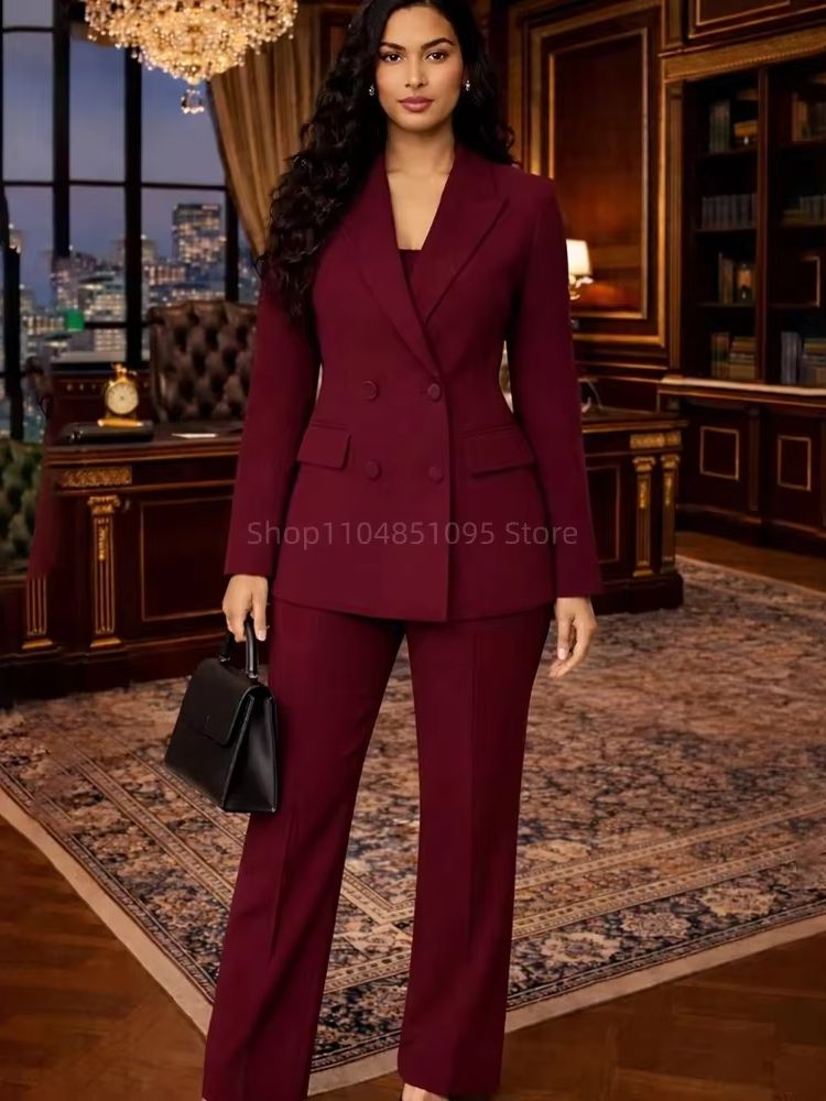 Fashion Chic Burgundy Suits fo - Women'S Fashion Jersey recension och pris