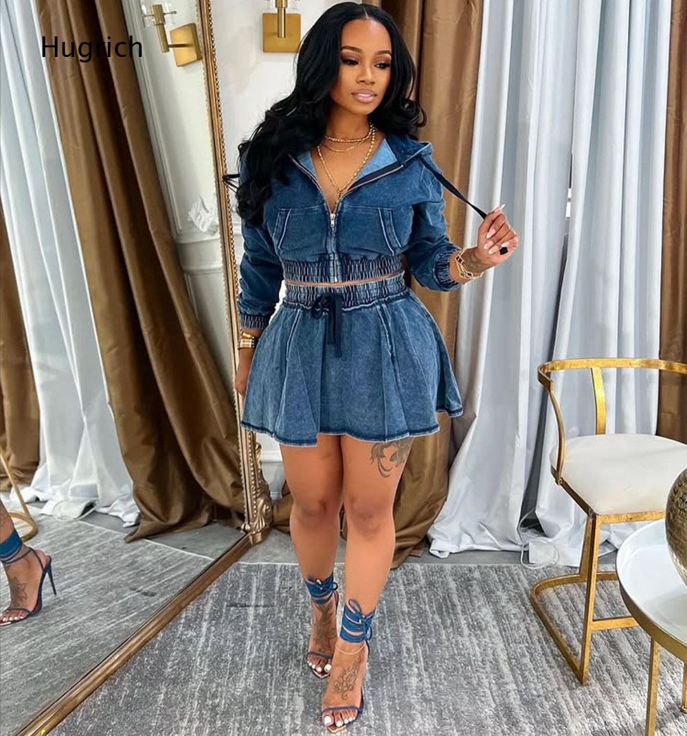 Hooded Long Sleeve Skort Rompe - Denim Shorts Women recension och pris