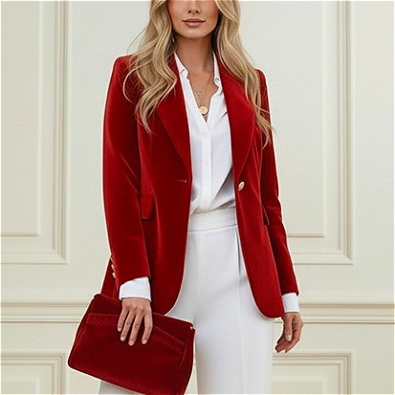 2026 New Autumn Single Gold Bu - Velvet Blazer Women recension och pris