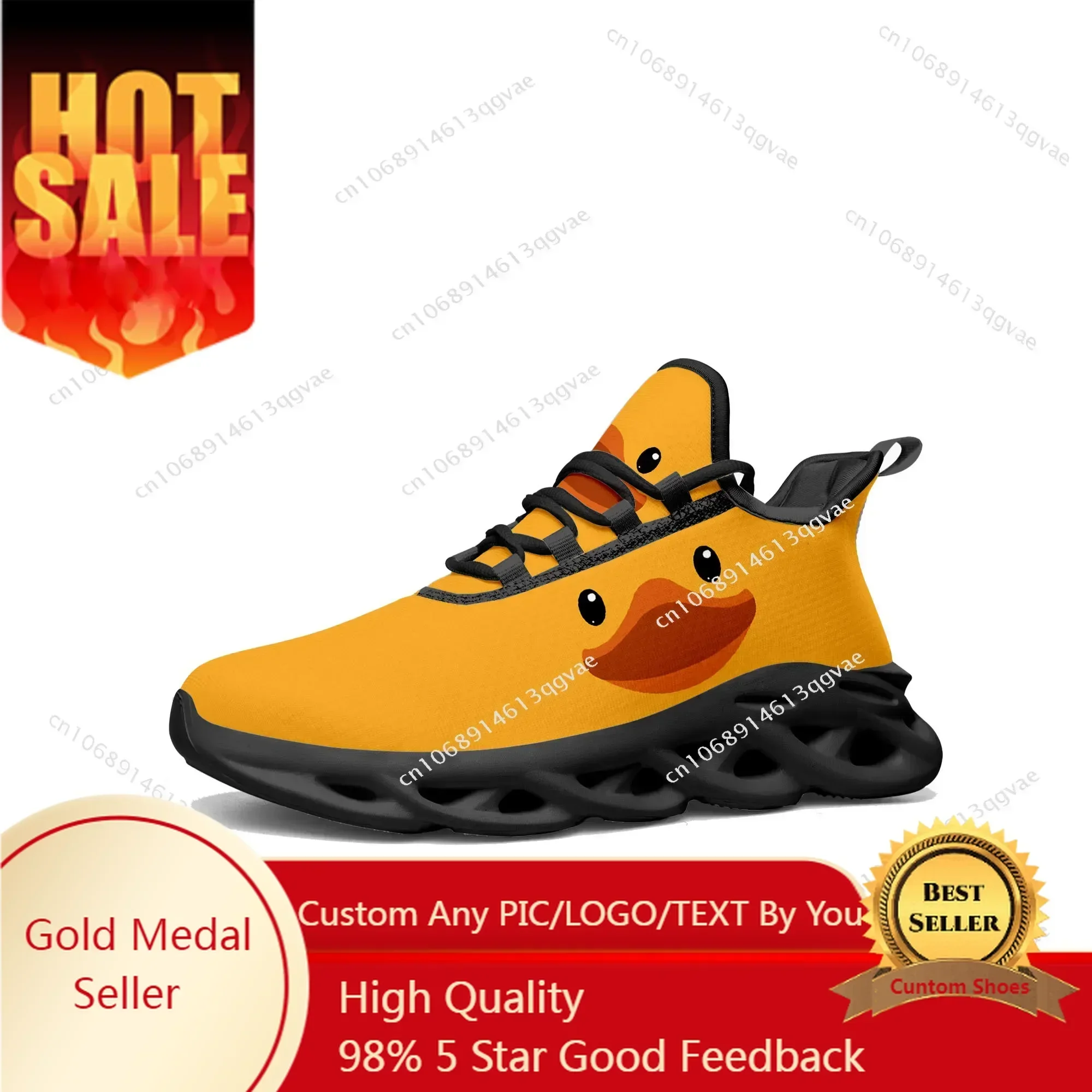 Yellow Duck Printed Flats Snea - Women'S Yellow Fashion Sneakers recension och pris