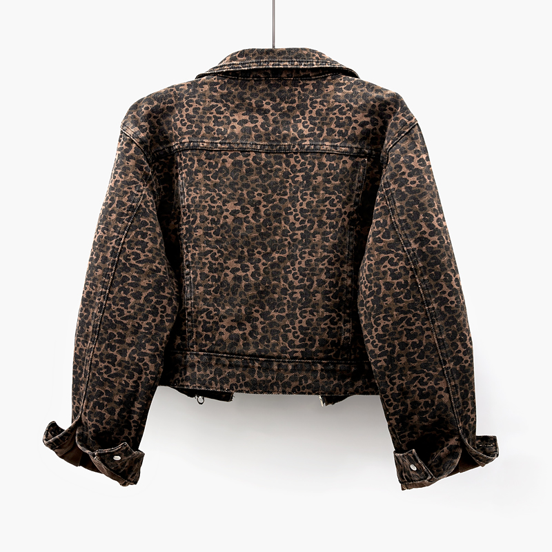 Autumn Vintage Leopard Print S - Women'S Fashion Denim Jacket recension och pris