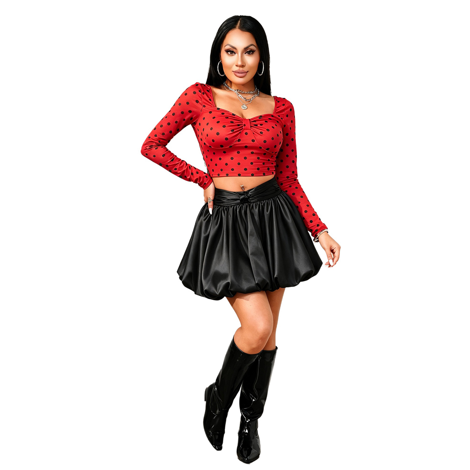 Womens Long Sleeve Polka Dot C - Women'S Fashion Tops recension och pris