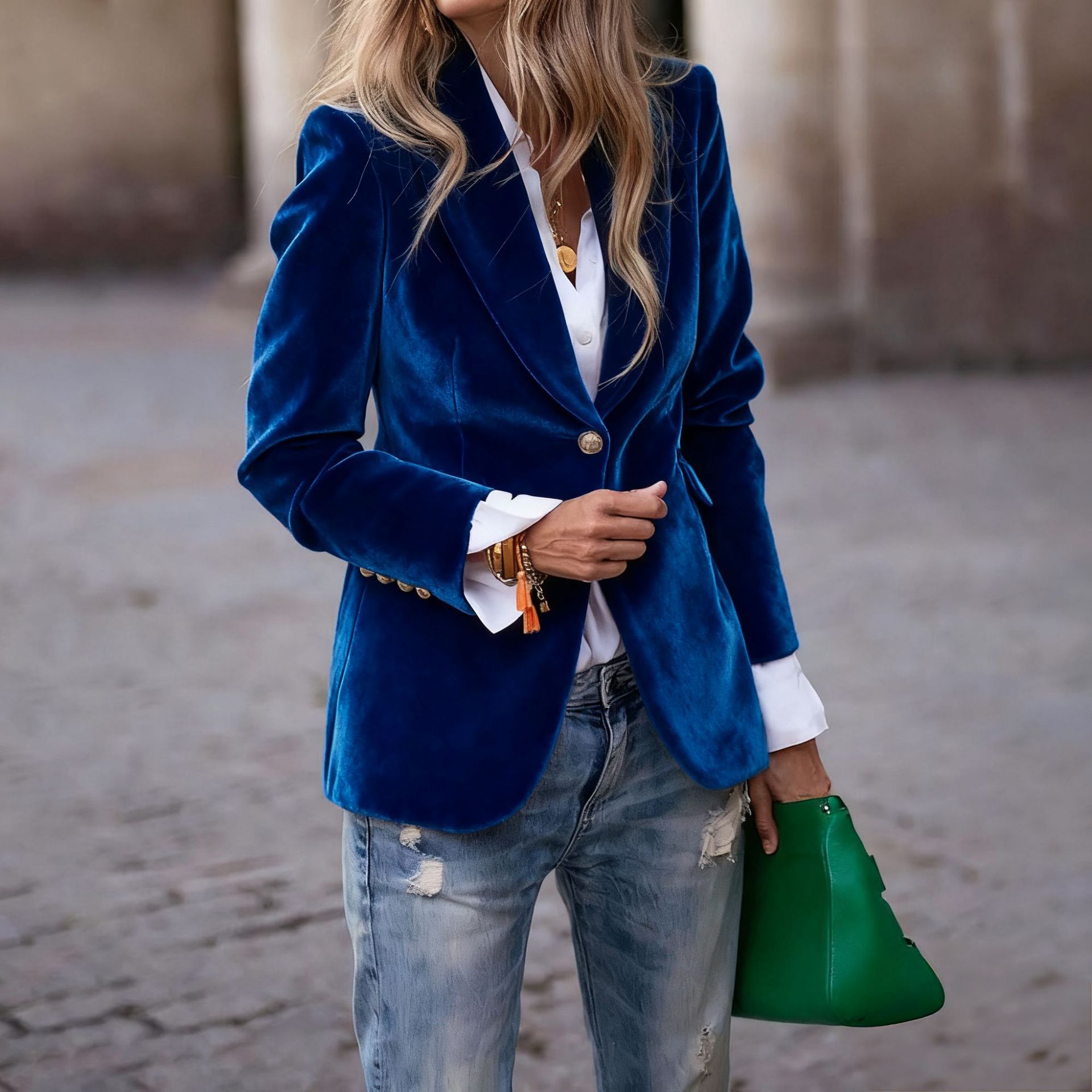 Womens Velvet Blazer Lapel Sin - Velvet Blazer Women recension och pris
