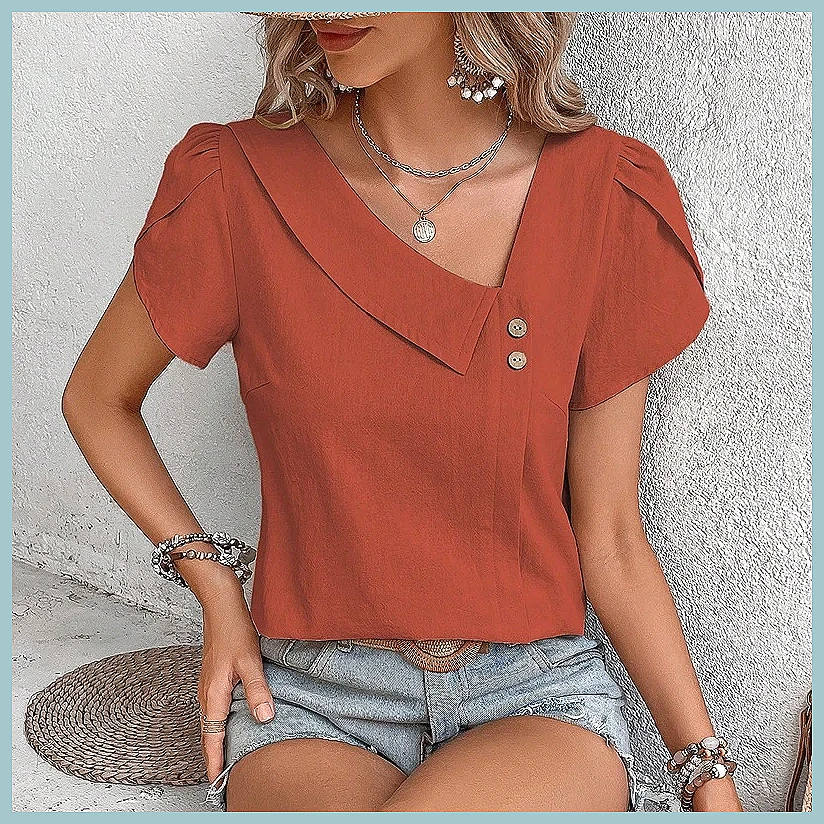 2024 Summer Vintage Solid Colo - Women'S Fashion Tops recension och pris