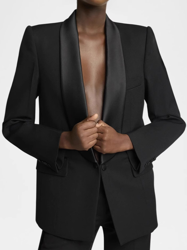 YERMORA Black Slingle Button C - Velvet Blazer Women recension och pris