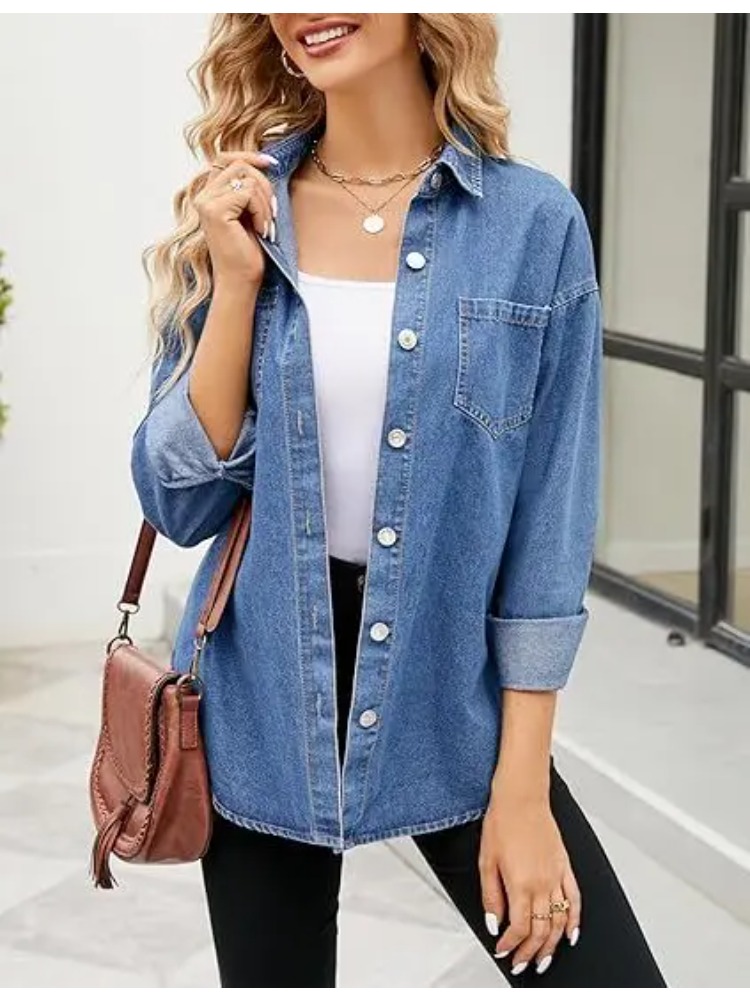 New Washed Loose Long-sleeved  - Women'S Fashion Denim Jacket recension och pris