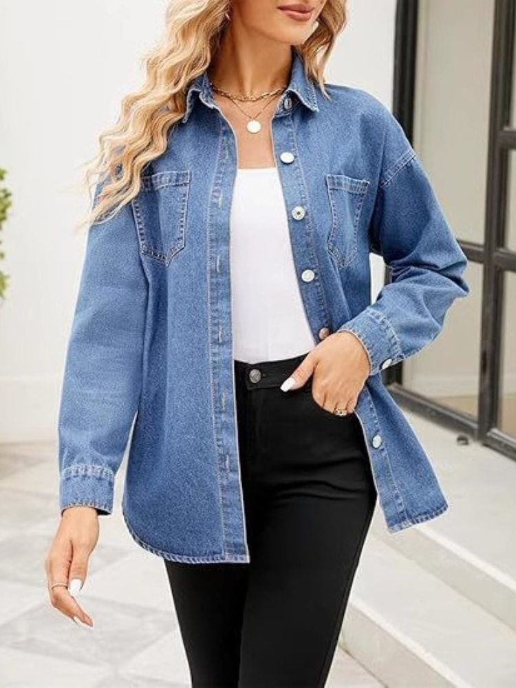 New Washed Loose Long-sleeved  - Women'S Fashion Denim Jacket recension och pris